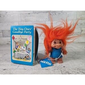 1984 NORFIN Troll Doll 3" TINY ONES Book Box & Original Tag Denmark